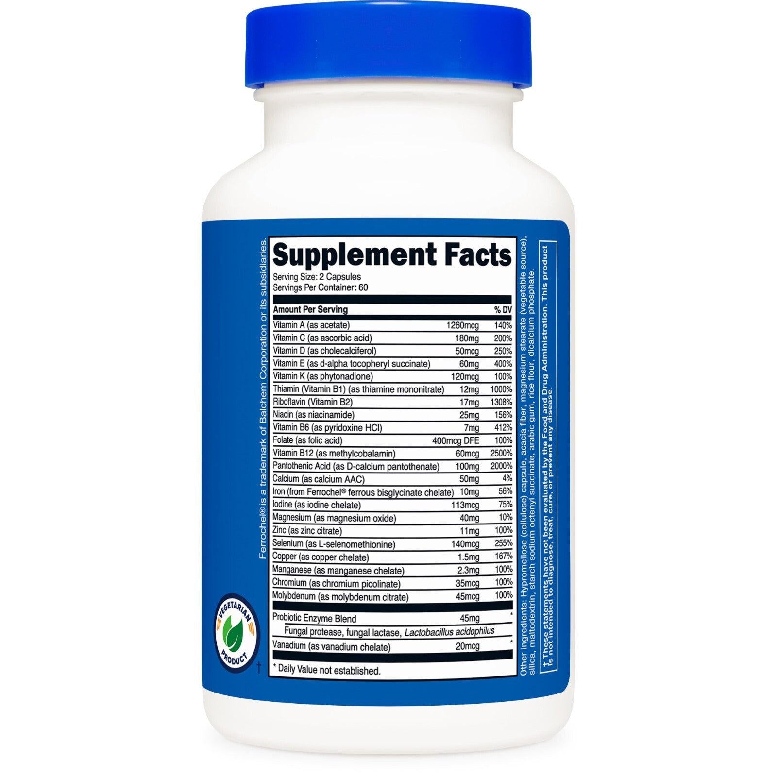 Nutricost Multivitamínico Completo con Probióticos y Minerales | 120 Cápsulas Vegetarianas