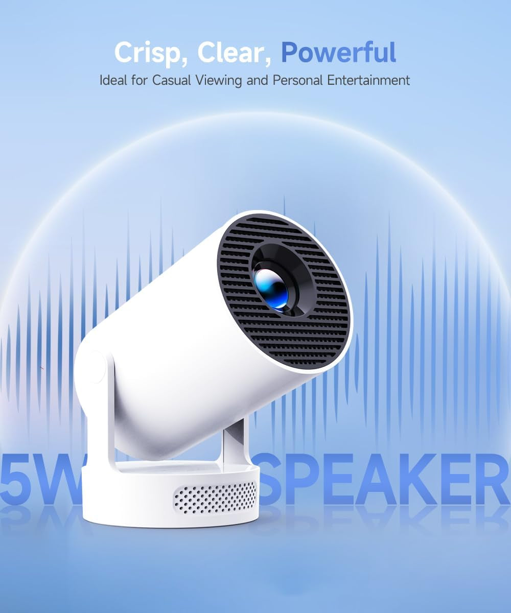 Mini Proyector HY300Pro+ | Soporte 4K, WiFi 6 y Bluetooth 5.4 | Parlante Integrado 5W | Giro 180°, Keystone Automático y Control Air Mouse | Cine Portátil para Casa y Exterior