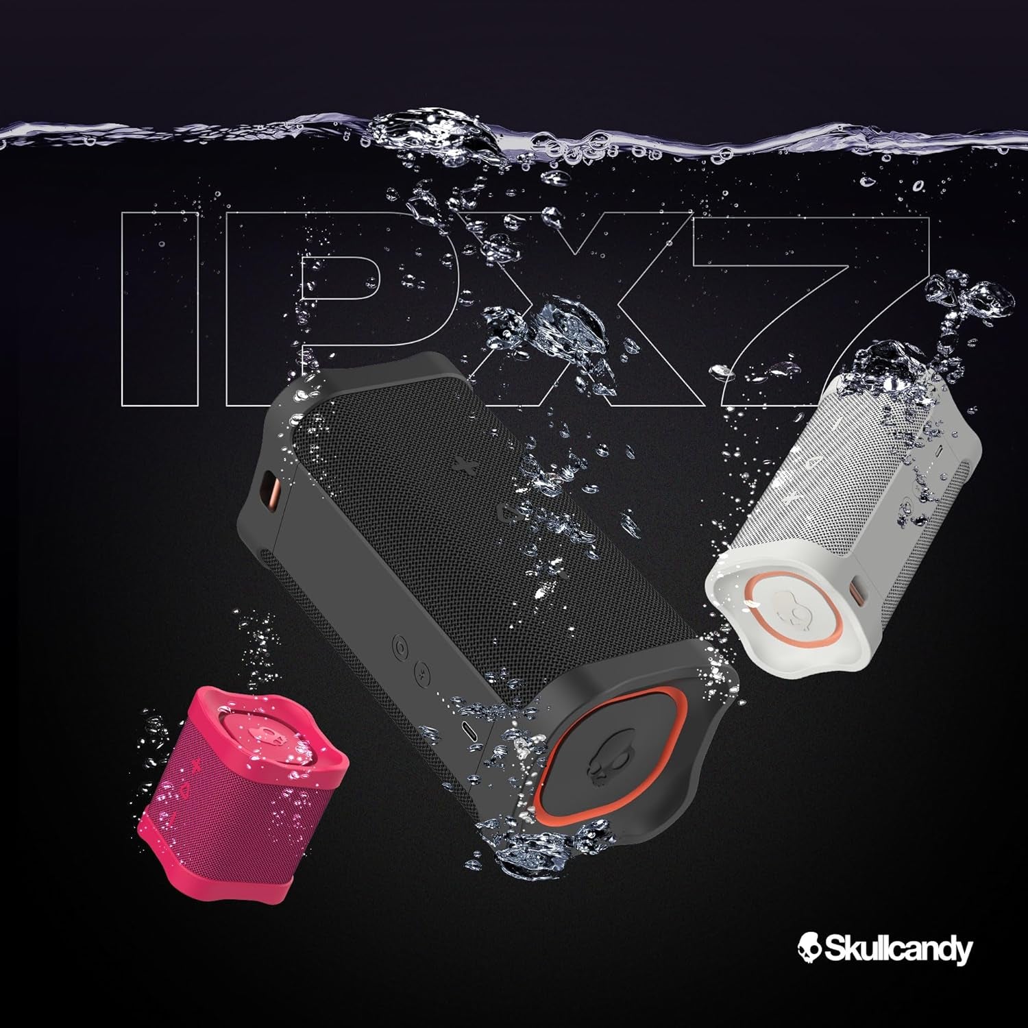 Skullcandy Terrain – Bocina Bluetooth portátil | IPX7 impermeable, radiadores pasivos duales, 14 h de batería, correa de muñeca de nailon, True Wireless Stereo