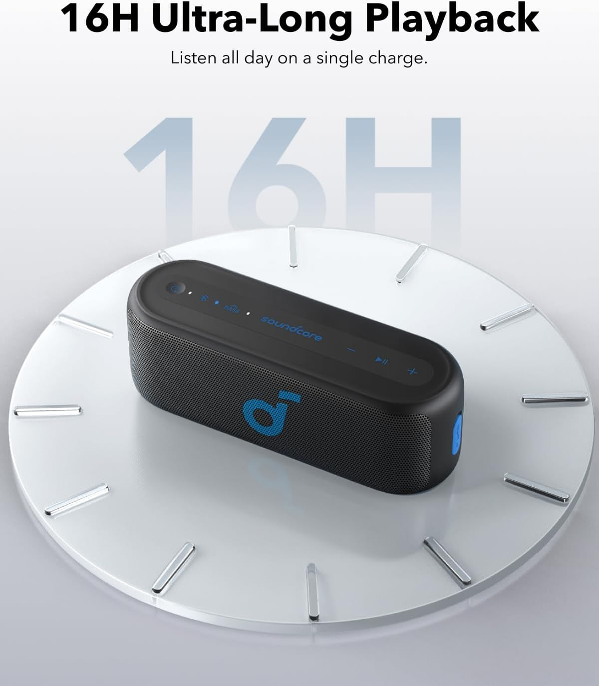 Soundcore Select 2S – Bocina Bluetooth Portátil (20W), BassUp, 16 h de batería, IPX7, Emparejamiento Estéreo, Bluetooth 5.3 – Ideal para casa, ducha y exteriores