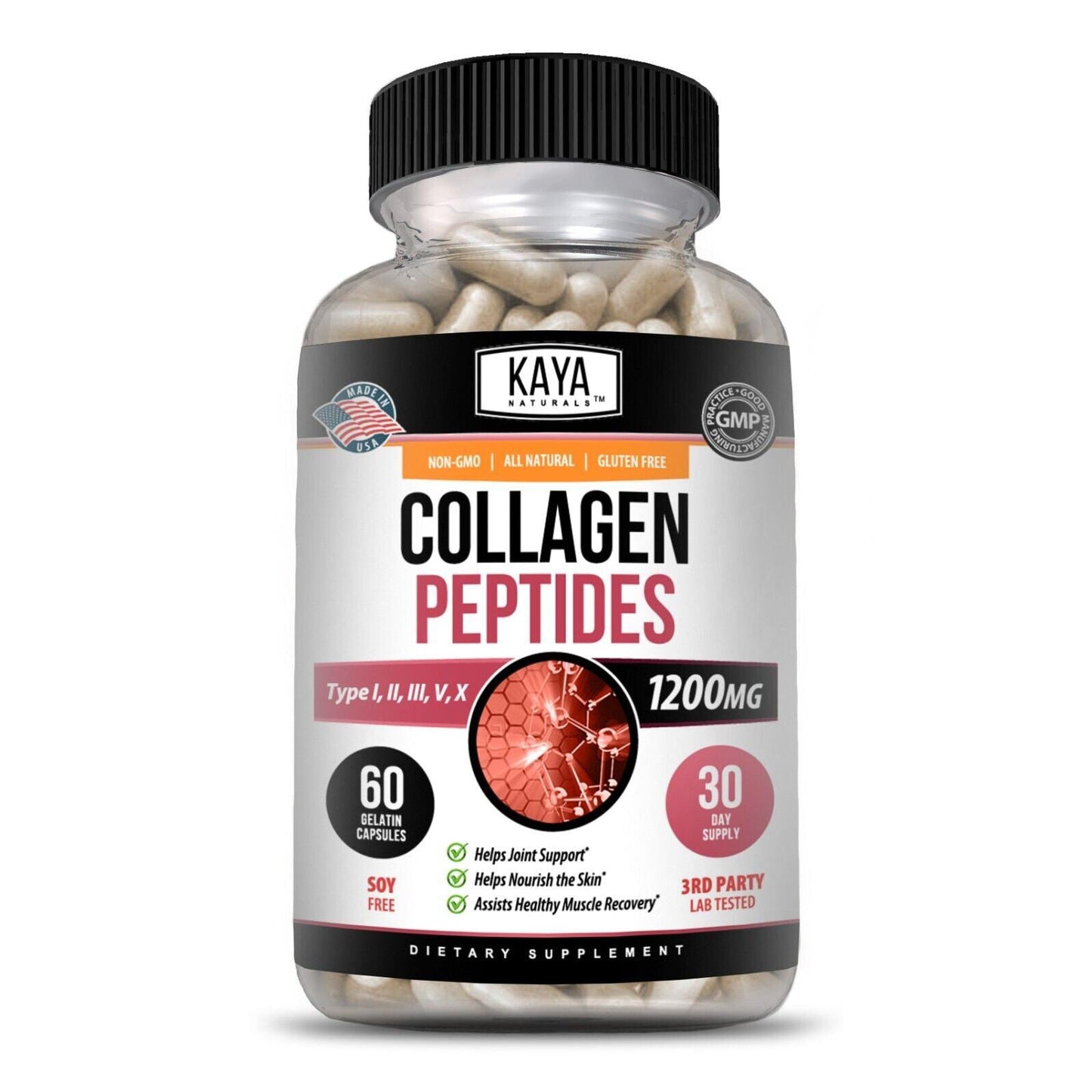 Kaya Collagen Peptides + Ácido Hialurónico – 1200 mg | Cápsulas