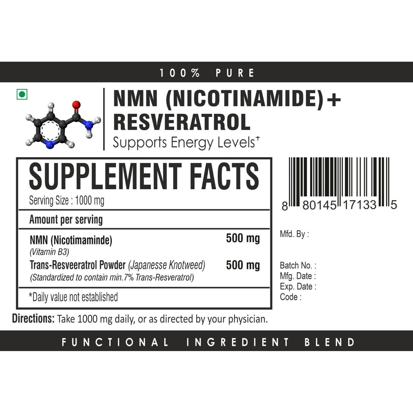 NM + Resveratrol | Suplemento NAD+ con Nicotinamida – Energía, Enfoque y Sistema Inmune
