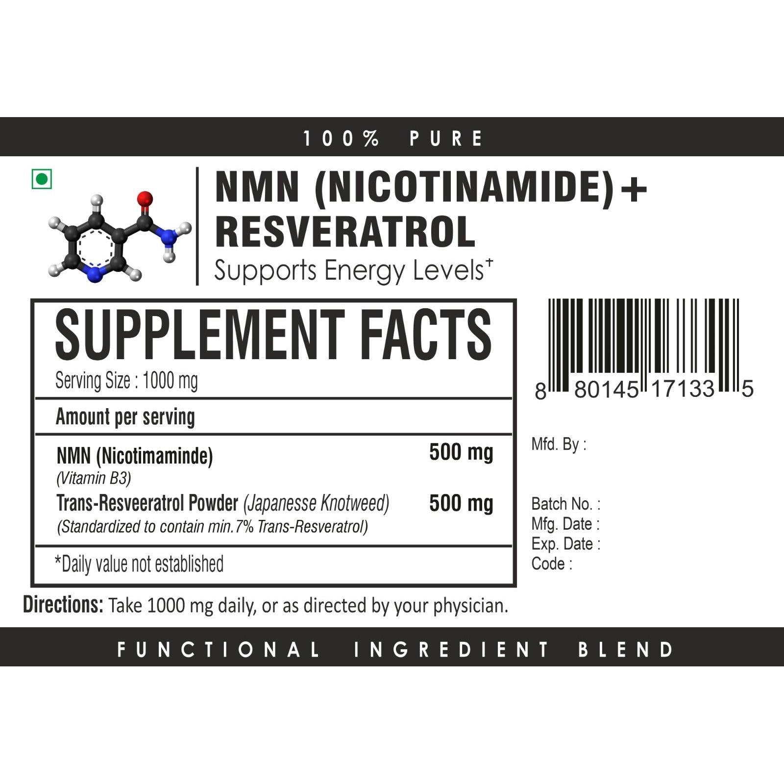 NM + Resveratrol | Suplemento NAD+ con Nicotinamida – Energía, Enfoque y Sistema Inmune