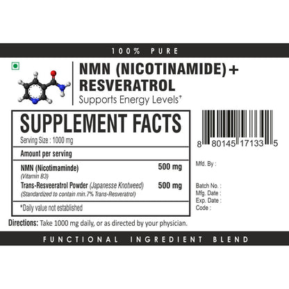 NM + Resveratrol | Suplemento NAD+ con Nicotinamida – Energía, Enfoque y Sistema Inmune