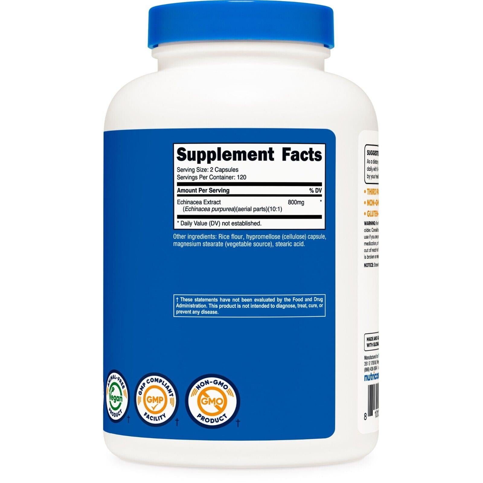 Nutricost Echinacea 800 mg | 240 Cápsulas Vegetarianas