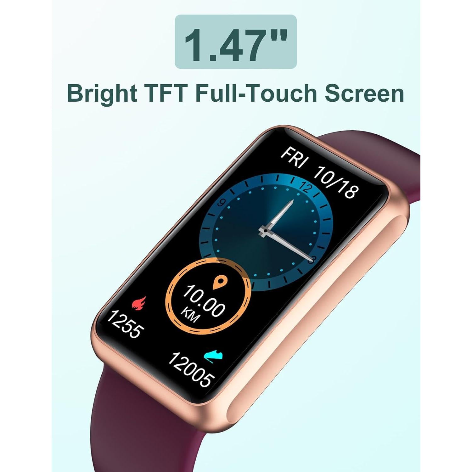 Fitness Tracker No Bluetooth No APP No Phone Needed, Fitness Watch for Men Women Parents IP68 Waterproof with Full Touch Screen Steps Calories Counter Sleep Tracker Alarm Clocks (Purple)