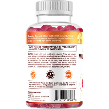 Vitamatic Gomitas Complejo de Hongos con Vitamina D3 – 3000 mg por porción | 60 gomitas
