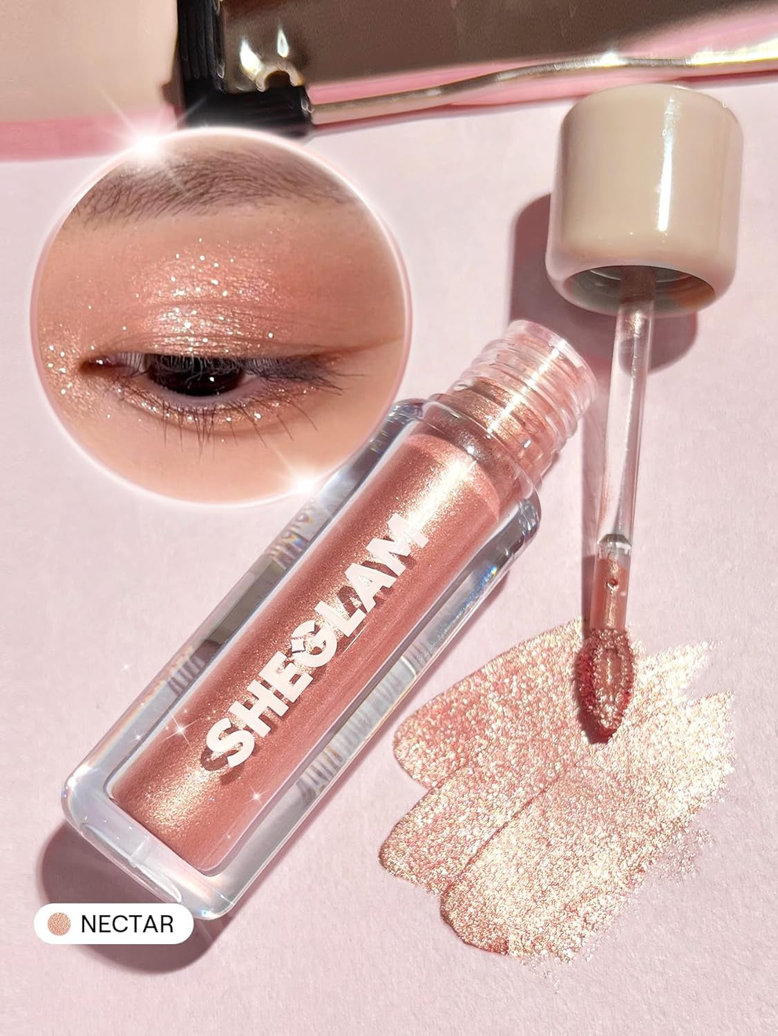 Tinte de ojos líquido larga duración | 16 horas | Sombra de ojos líquida brillante | Color: Nectar