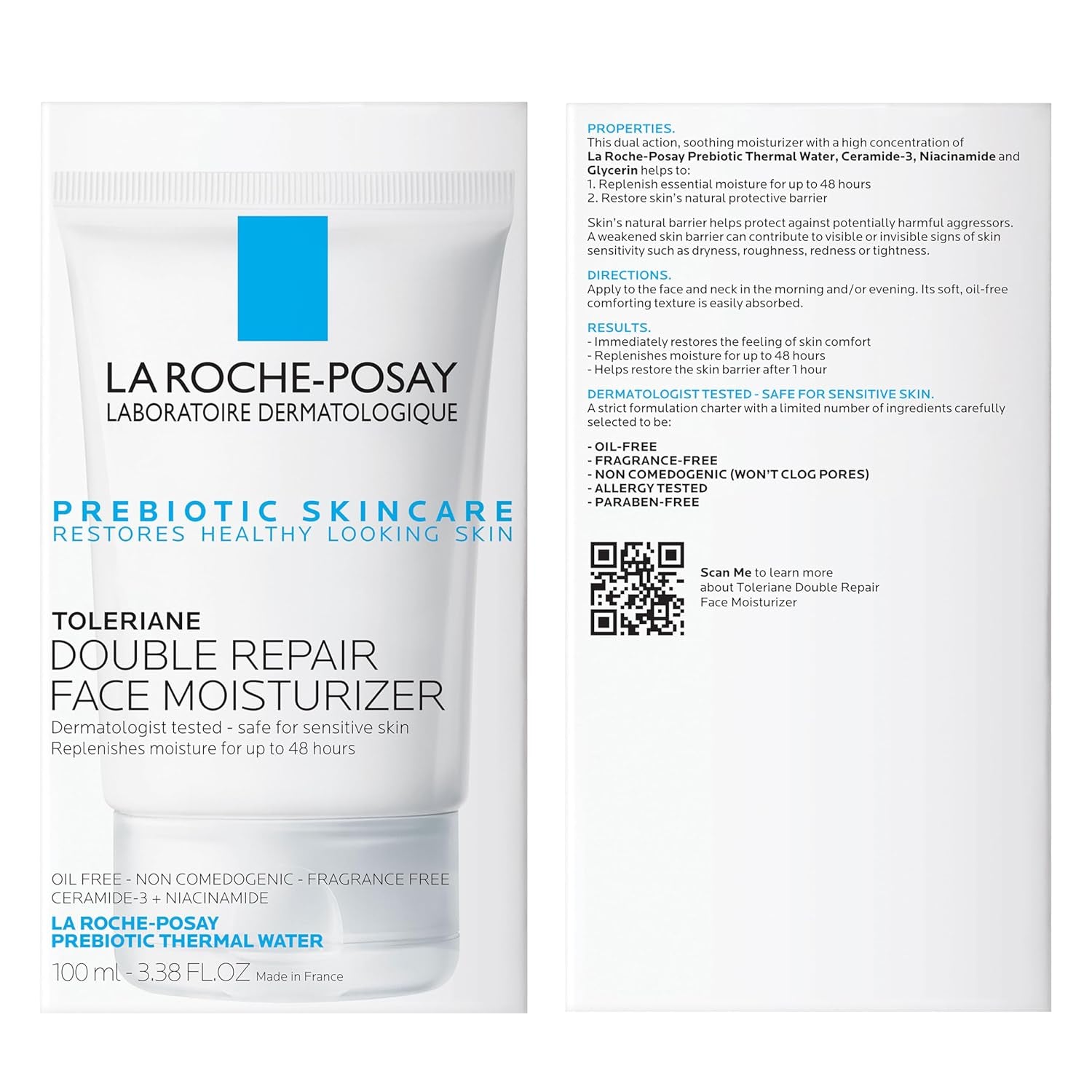 La Roche-Posay Toleriane Double Repair | Crema Hidratante Facial con Ceramida-3 & Niacinamida | Confort Inmediato & Hidratación Prolongada | Todo Tipo de Piel | Sin Fragancia