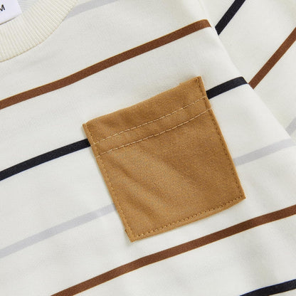 Conjunto de 2 piezas de ropa para bebé y niño, sudadera con cuello redondo con letras y pantalones casuales de otoño e invierno