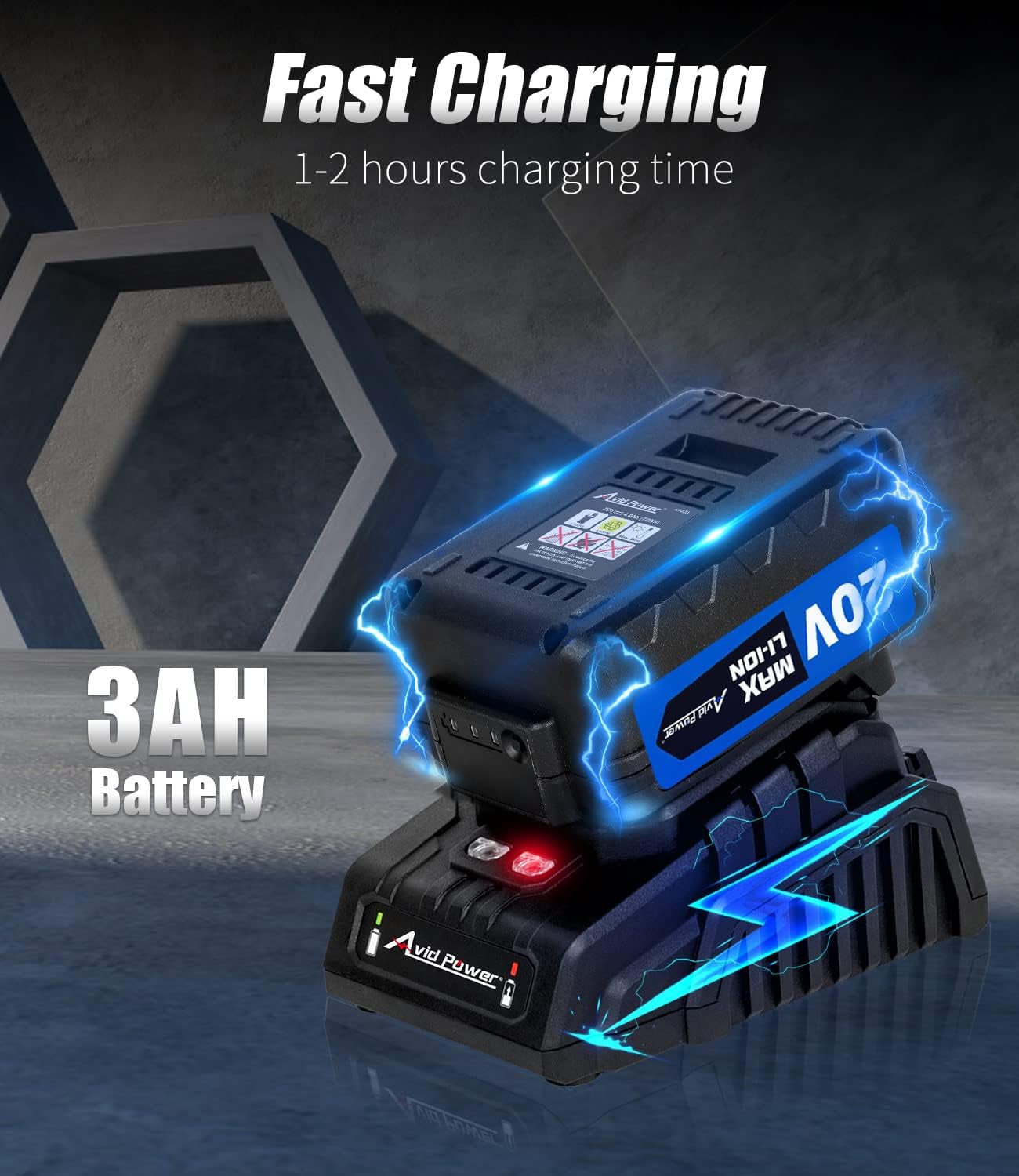 20V Cordless Impact Wrench, Electric Impact Gun 1/2 Inch Drive with 330 Ft-Lbs Max Torque (450N.M), 3.0Ah Li-Ion Battery, 4-Piece Socket Set, Fast Charger and Tool Bag