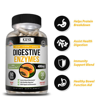 Enzimas Digestivas Kaya Naturals con Prebióticos y Probióticos