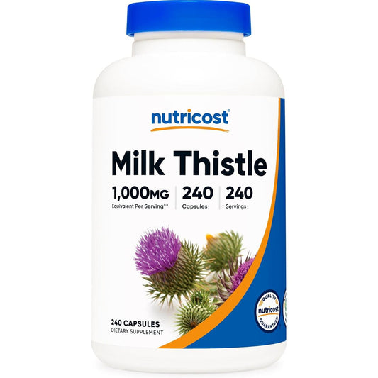Cardo Mariano 1,000 mg (equivalente) – 240 Cápsulas | Extracto 4:1 (250 mg) | Vegano, Sin OGM, Sin Gluten