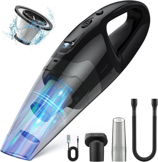 Aspiradora de Mano Inalámbrica 3 en 1 – Recargable por USB, con Luz LED, Filtro HEPA y Accesorios para Auto, Hogar y Pelo de Mascotas