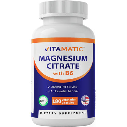 Vitamatic Magnesio Citrato 500 mg – 180 Cápsulas Vegetarianas