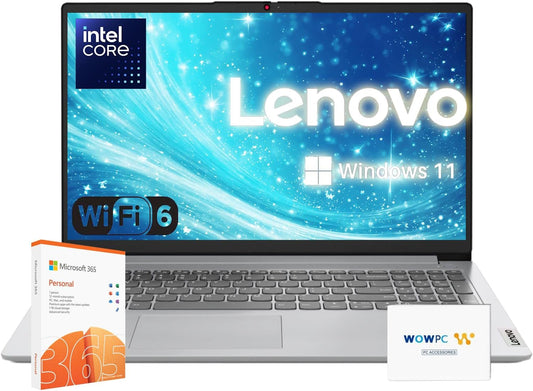 Premium Series Ideapad Laptop | Latest Model | 12GB RAM | 256GB SSD | 1 Year Office 365 W/ 1TB Cloud Storage | Intel Core | 15.6" | Numeric Keypad | Wifi 6 | Win 11 | W/Wowpc Recovery USB