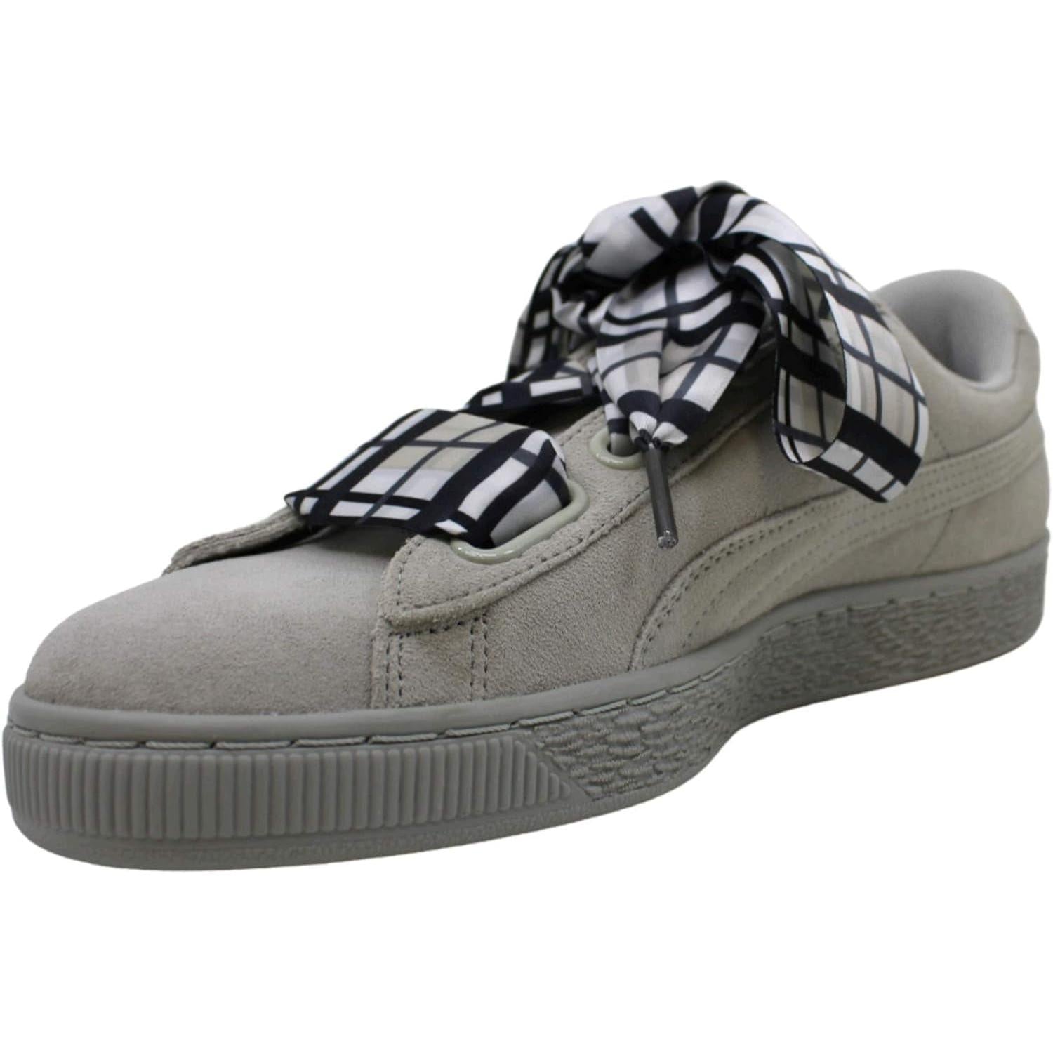 Women'S Suede Heart Plaid Wn Sneaker, Gray Violet-Metallic Beige, 9.5 M US