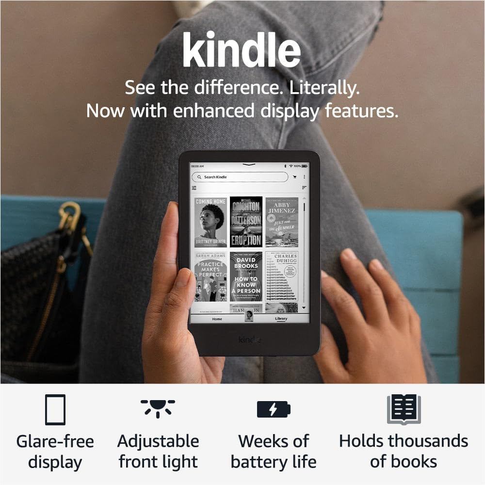 Kindle (16 GB) - Lightest and Most Compact Kindle, Now with Faster Page Turns, and Higher Contrast Ratio, for an Enhanced Reading Experience - Black