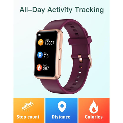 Fitness Tracker No Bluetooth No APP No Phone Needed, Fitness Watch for Men Women Parents IP68 Waterproof with Full Touch Screen Steps Calories Counter Sleep Tracker Alarm Clocks (Purple)
