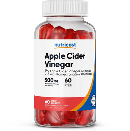 Nutricost Vinagre de Sidra de Manzana 500 mg | 60 Gomitas Sabor Manzana