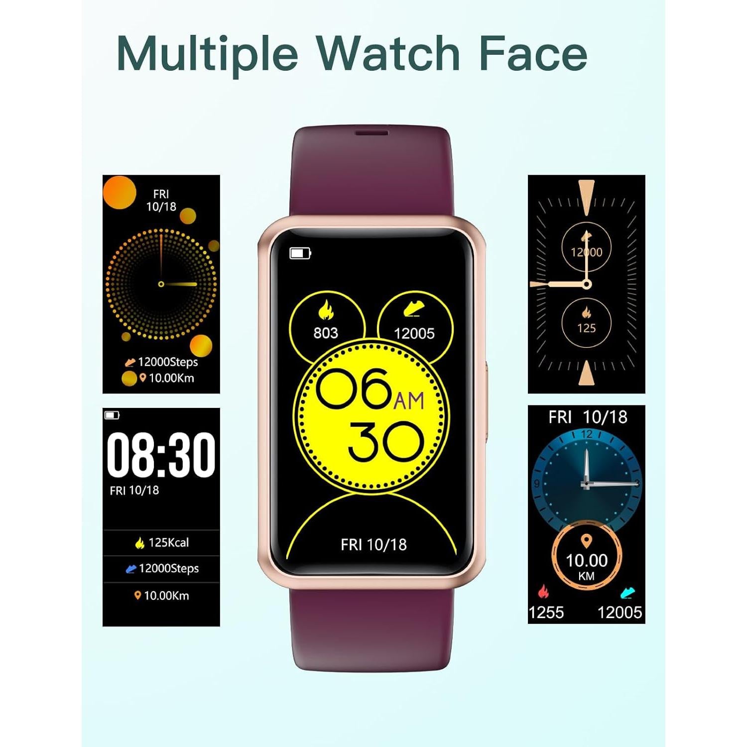 Fitness Tracker No Bluetooth No APP No Phone Needed, Fitness Watch for Men Women Parents IP68 Waterproof with Full Touch Screen Steps Calories Counter Sleep Tracker Alarm Clocks (Purple)