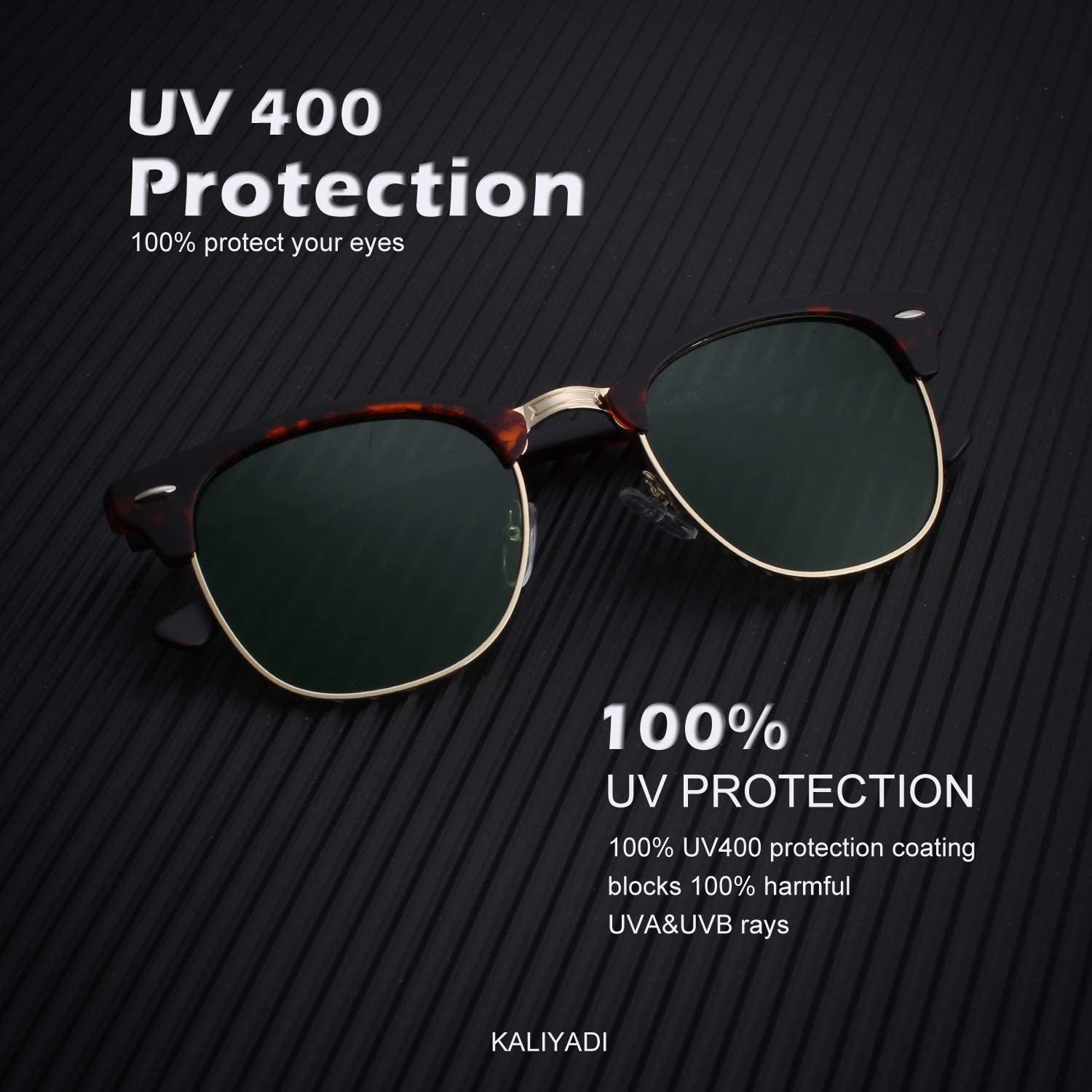 KALIYADI Gafas de sol polarizadas para hombre y mujer, unisex, montura sin montura retro, gafas de sol para conducción, bloqueo UV