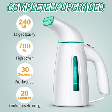 Steamer de Ropa 950 W | Depósito 300 ml | Calentamiento en 30 s | Portátil & de Viaje | Vapor Vertical | Color Turquesa