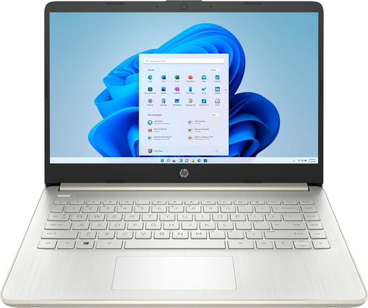 HP 14" Laptop Touchscreen – Intel Celeron N4500, 4GB RAM, 64GB eMMC, Windows 11 Home S, WiFi 6, Office 365 (1 Año) – Pale Gold