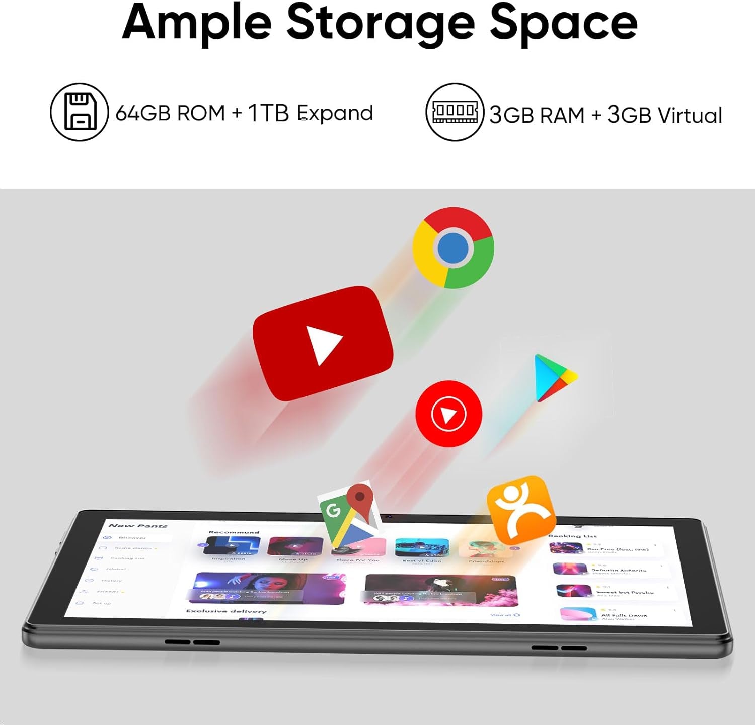 Tablet 10” Android 14 – 3GB RAM, 64GB Almacenamiento, Expandible hasta 1TB, Quad-Core 2.0GHz, Pantalla HD 1280x800, Wi-Fi 5, Cámara Dual, Bluetooth 5.0, Batería 6000mAh – Negra