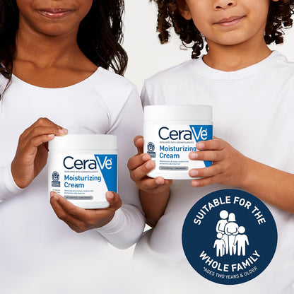 CeraVe Crema Hidratante | Rostro y Cuerpo – Ácido Hialurónico + 3 Ceramidas, 24 h Hidratación, Sin Fragancia, No Comedogénica, 19 oz