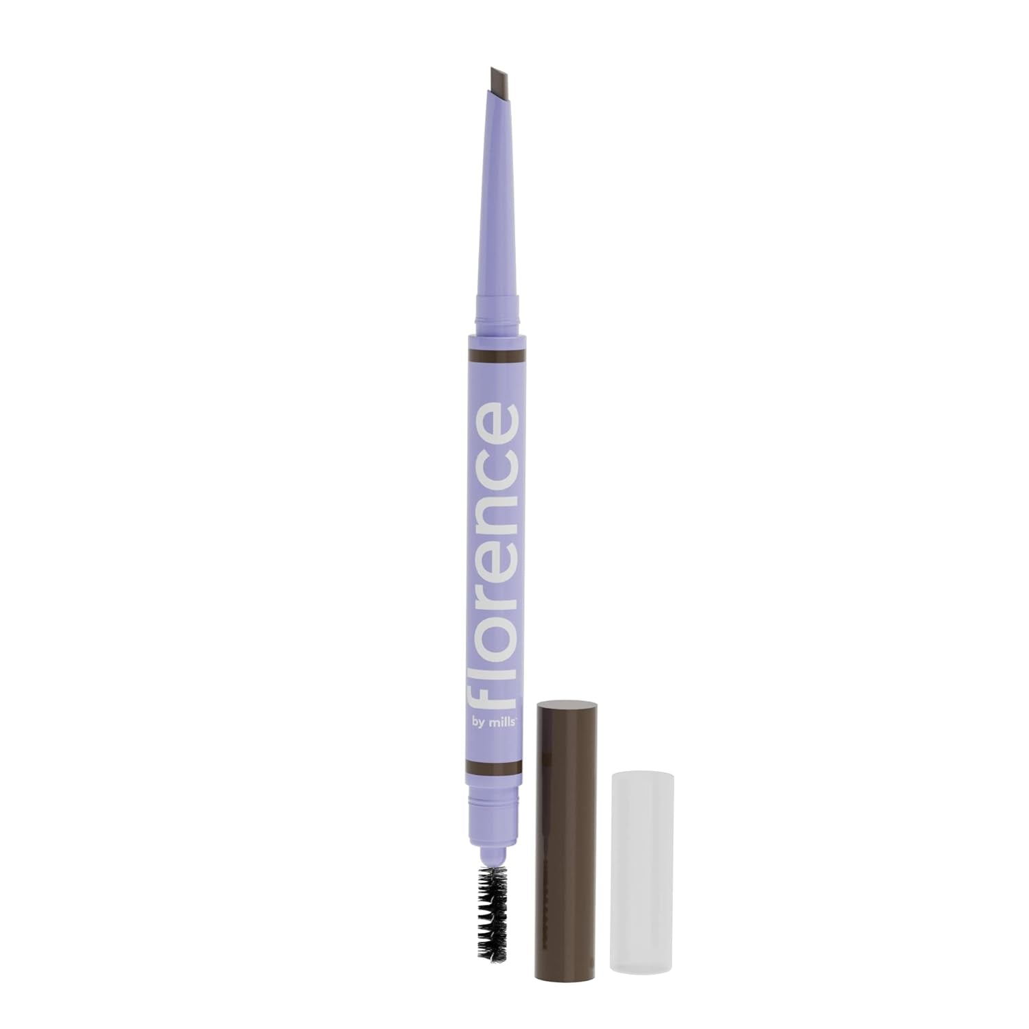 Florence by Mills Tint N Tame Eyebrow Pencil Dark Brown | Lápiz de Cejas con Punta Angular y Cepillo Spoolie – Vegano & Cruelty Free – 0.25 g
