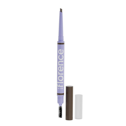 Florence by Mills Tint N Tame Eyebrow Pencil Dark Brown | Lápiz de Cejas con Punta Angular y Cepillo Spoolie – Vegano & Cruelty Free – 0.25 g