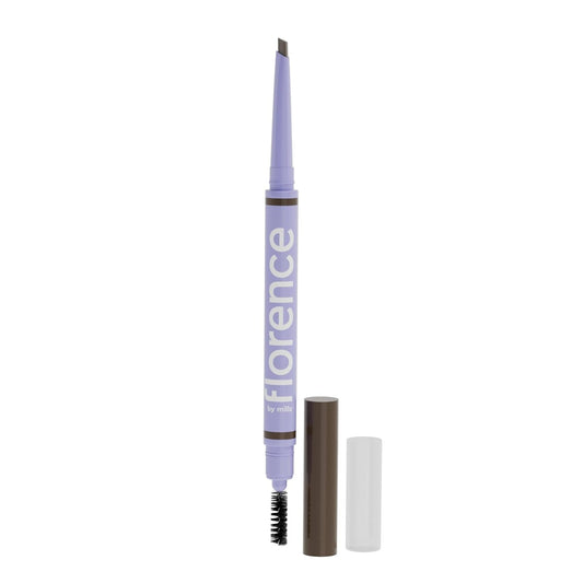 Florence by Mills Tint N Tame Eyebrow Pencil Dark Brown | Lápiz de Cejas con Punta Angular y Cepillo Spoolie – Vegano & Cruelty Free – 0.25 g
