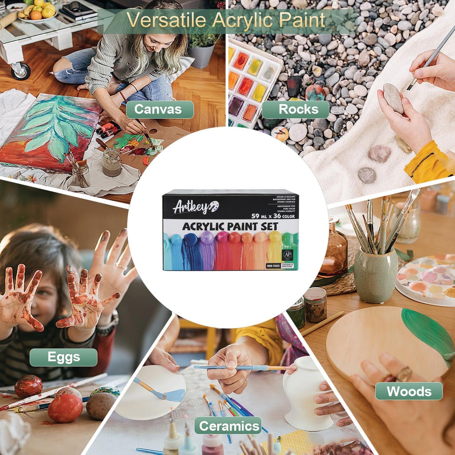 Set de 36 Pinturas ccrilicas colores variados