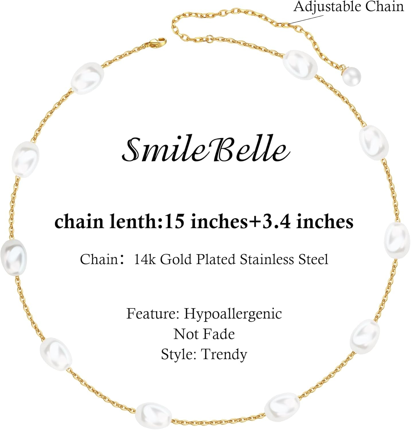 Collar de Perlas para Mujer – Choker de Perlas Barrocas con Colgante de Corazón en Oro 14K, Collar en Forma de Y Elegante para Bodas, Aniversarios y Cumpleaños