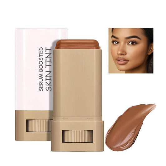 Base en barra – Tinte de piel y barra de contorno, bálsamo de belleza reforzado con serum, cobertura construible, acabado natural, uso duradero