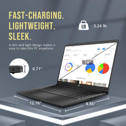 Notebook HP Stream 14” HD, Intel Celeron N4120, 8GB RAM, 416GB (128GB eMMC + Docking 256GB + MicroSD 32GB), UHD Graphics, Cámara 720p, Windows 11 S + Office 365, Negra