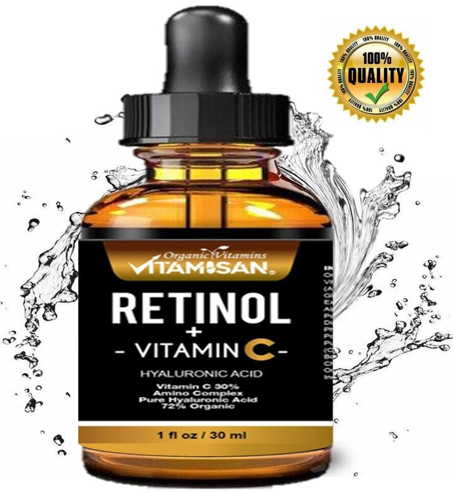 Serum Facial Antiage Vit C 30% + Retinol 5% + Ácido Hialurónico + Vit E – 30 ml | VITAMISAN®