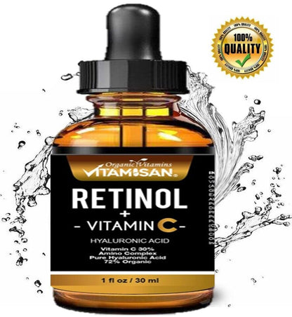 Serum Facial Antiage Vit C 30% + Retinol 5% + Ácido Hialurónico + Vit E – 30 ml | VITAMISAN®