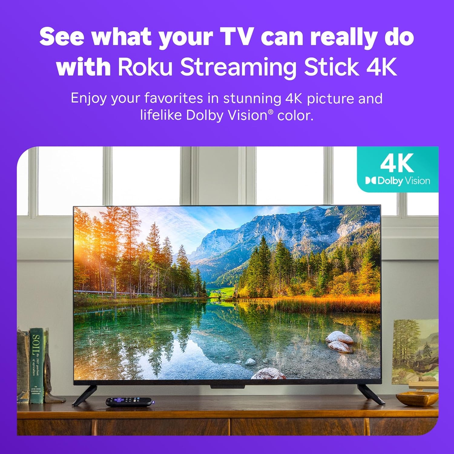 Roku Streaming Stick 4K | Resolución 4K, HDR10+ y Dolby Vision | Wi-Fi de Largo Alcance + Control por Voz | +500 Canales Gratis y Apps como Netflix, Disney+ y más