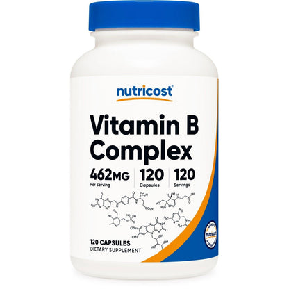 Nutricost Complejo de Vitamina B 460 mg con Vitamina C – 120 Cápsulas