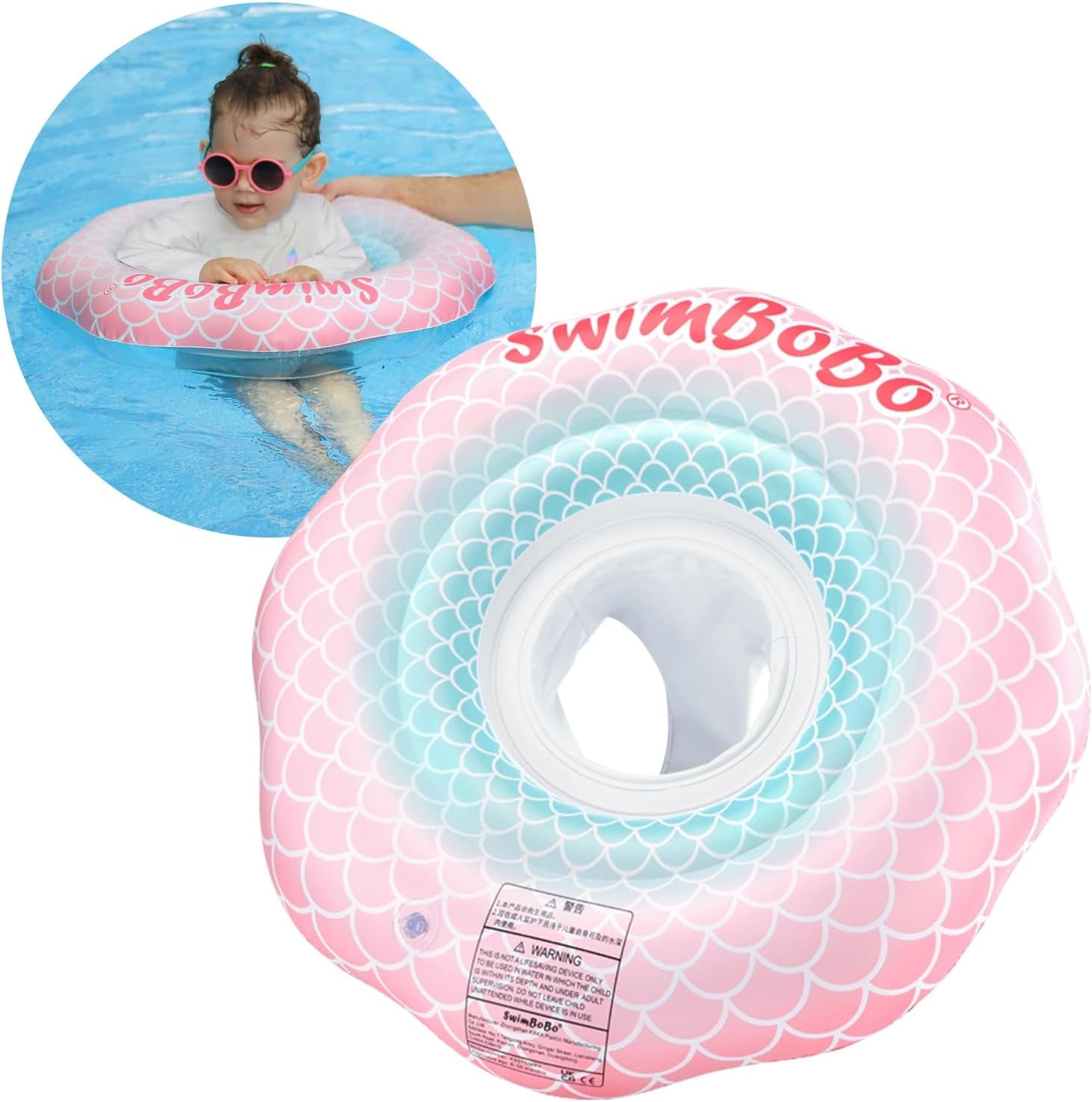 Flotador inflable de natación para bebé con asiento seguro para niños de 6 a 36 meses