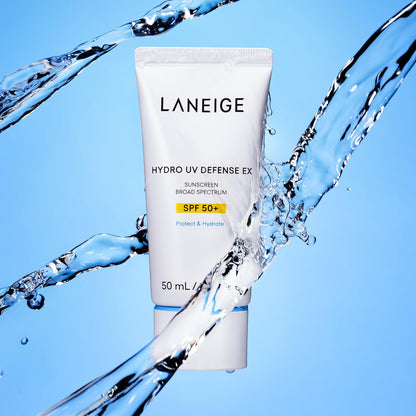 LANEIGE Protector solar Hydro UV Defense SPF 50+: hipoalergénico y dermatólogo, protección solar coreana de amplio espectro sin yeso blanco