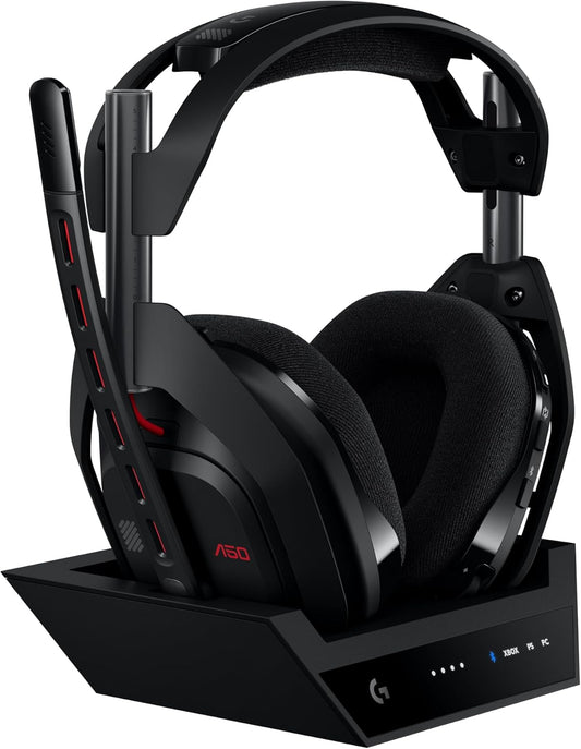 Astro A50 Omni-Platform Wireless Gaming Headset + Base Station for PS5, Xbox, PC: PLAYSYNC Audio Switcher, <16 Bit/48Khz (Console), <24 Bit/48 Khz (PC), 24Hr Battery, 2.4Ghz & BT - Black