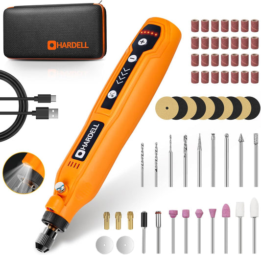 Mini Herramienta Rotativa Inalámbrica, 5 Velocidades (5,000–18,000 RPM) con 69 Accesorios, Recargable por USB 3.7V para Lijar, Pulir, Grabar, Perforar y Manualidades DIY