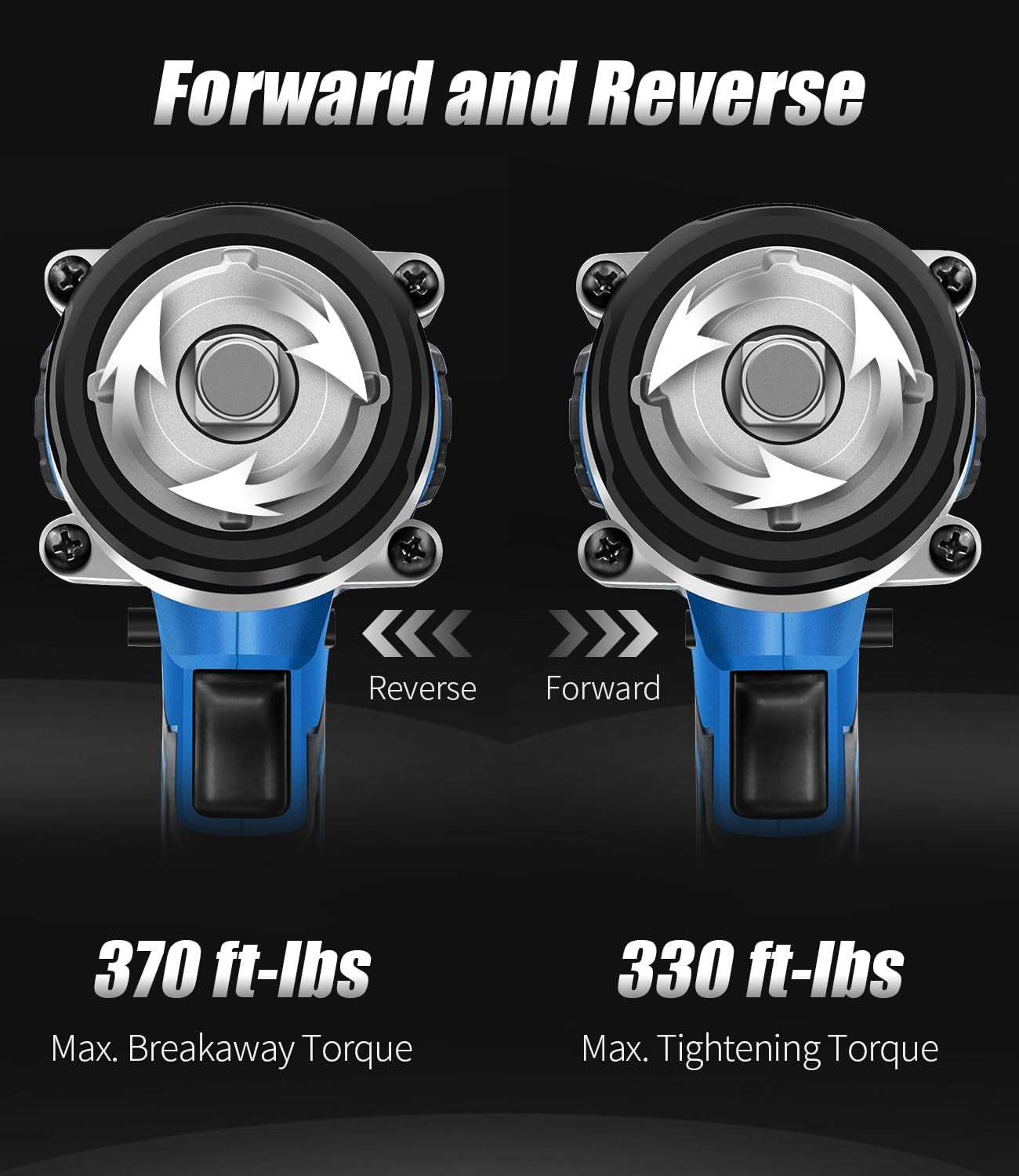 20V Cordless Impact Wrench, Electric Impact Gun 1/2 Inch Drive with 330 Ft-Lbs Max Torque (450N.M), 3.0Ah Li-Ion Battery, 4-Piece Socket Set, Fast Charger and Tool Bag