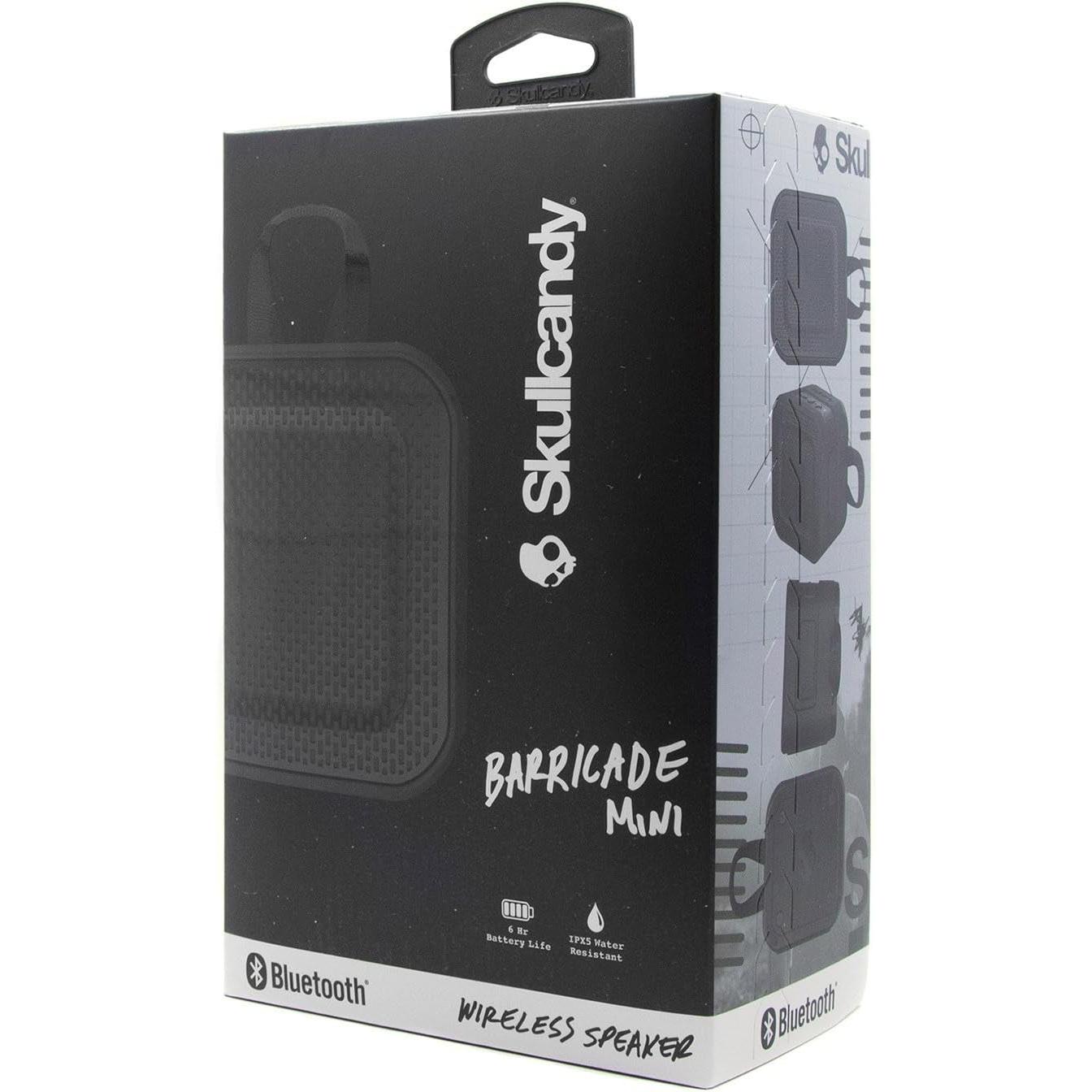 Barricade Mini – Bocina Bluetooth Portátil (Negro), IPX5 Resistente al Agua, 6 h de Batería, Diseño Robusto, Controles de Volumen y Pistas