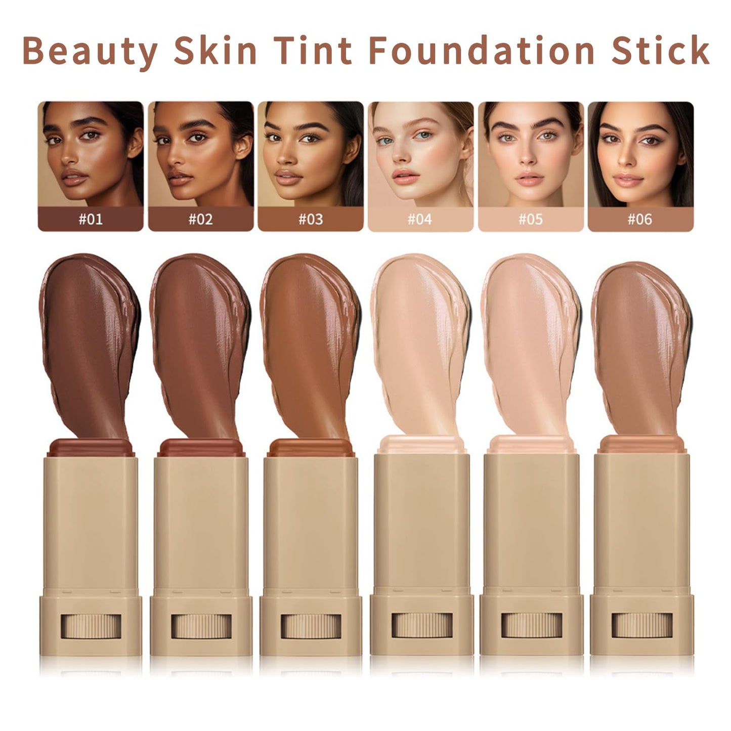 Foundation Stick - Skin Tint & Contour Stick, Serum-Boosted Beauty Balm, Buildable Coverage, Natural Finish, Long-Lasting Wear, for Many Skin Tones (03#)