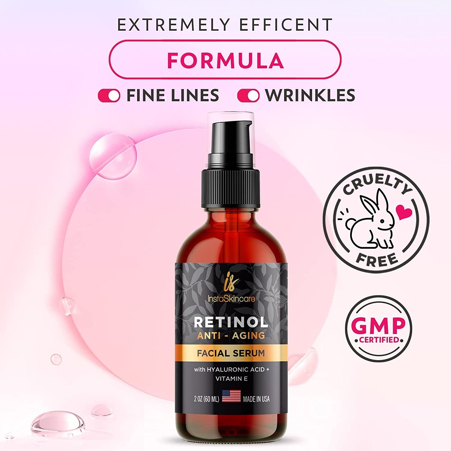 Serum de Retinol para el Rostro con Ácido Hialurónico, Vit A y E, y Aloe Vera – Anti Envejecimiento