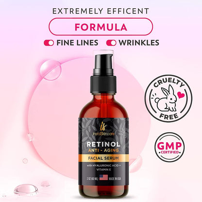 Serum de Retinol para el Rostro con Ácido Hialurónico, Vit A y E, y Aloe Vera – Anti Envejecimiento